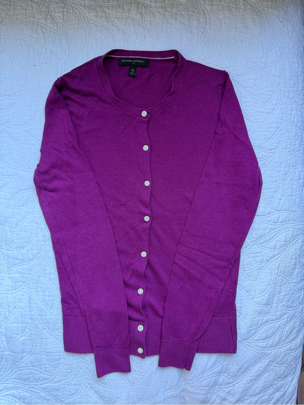 Banana Republic Button-Front Cardigan in Deep Fuchsia